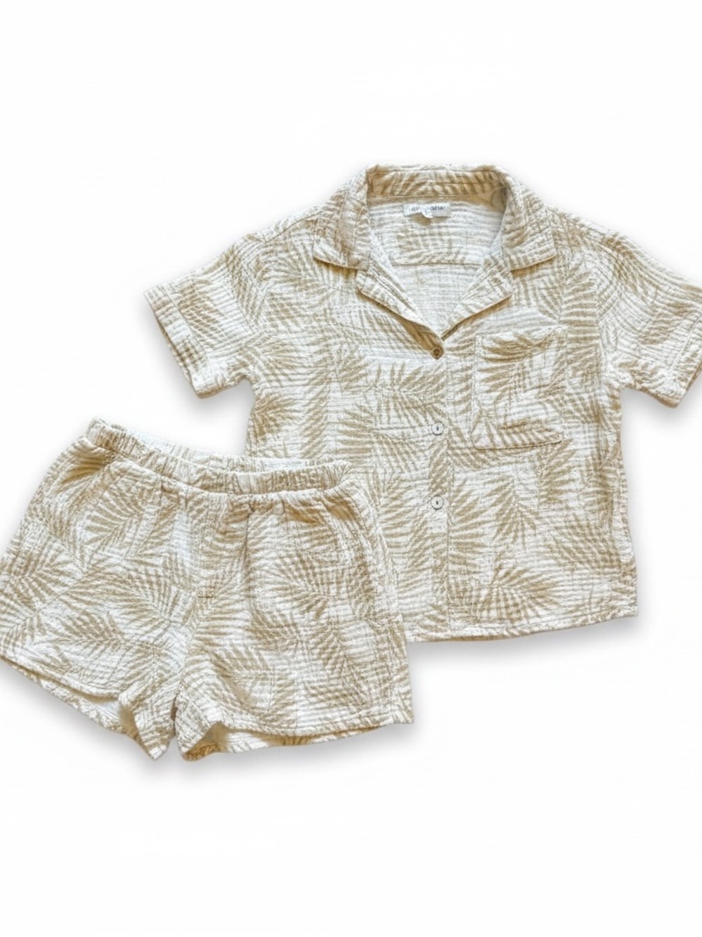 Kids Beige Palm-Print Set
